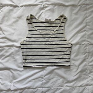 white and blue striped tank top